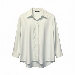 Liz Claiborne White Button Down Blouse 2X • Quiet Luxury • Classic Preppy Chic